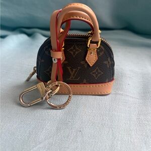 LV Mini Monogram Alma Key Charm in Brown & Tan
